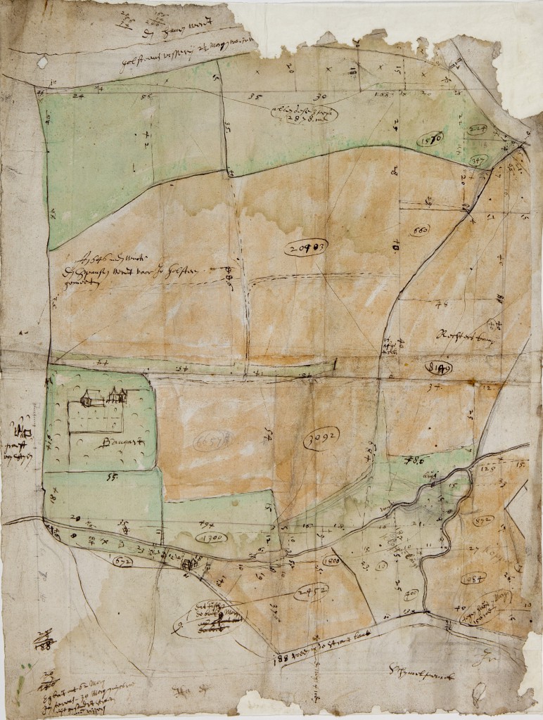 Door de bekende Nederlandse cartograaf Nicolaes Geelkercken in opdracht van Jonkheer Goltstein getekende kaart van Spaensweerd ca 1650.